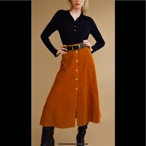 Zara Corduroy Midi Skirt